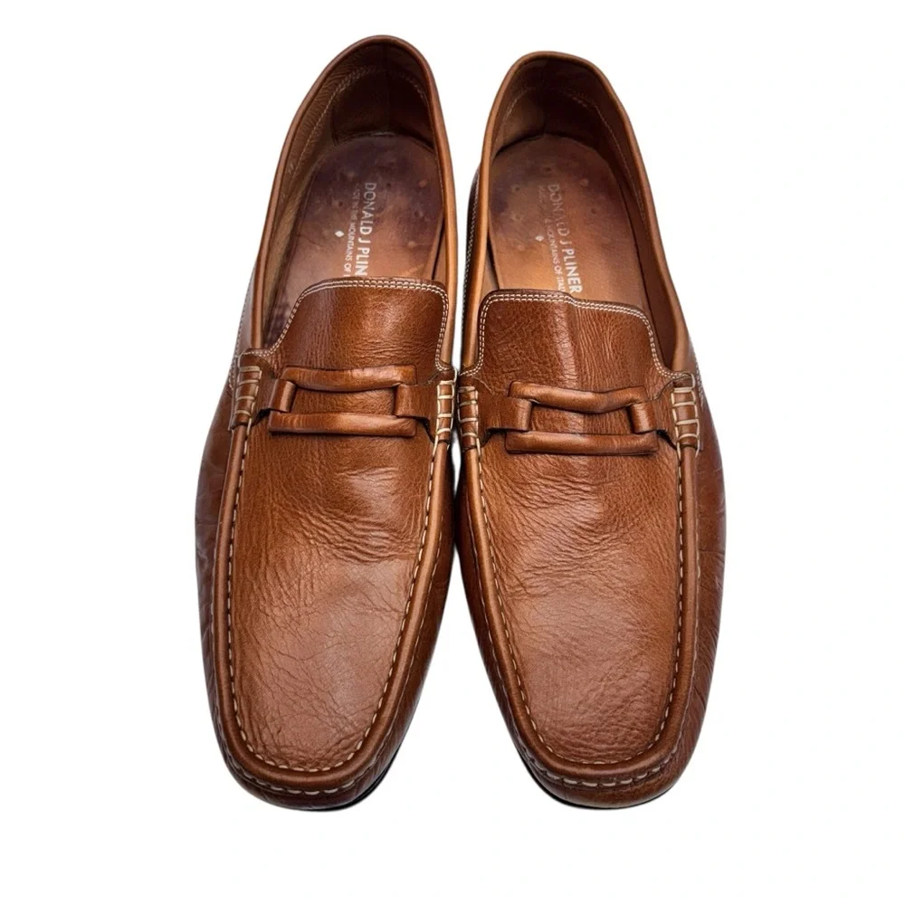 Donald Pliner Dione Men’s Loafers Tan Leather Sz 15